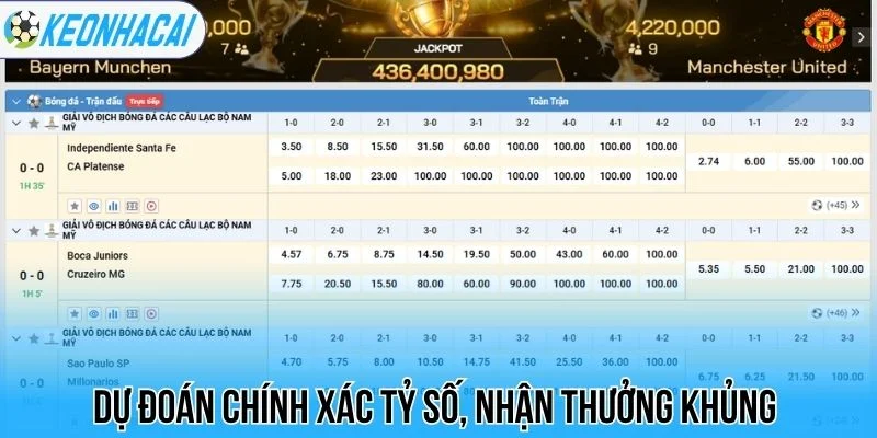 Dự đoán chính xác tỷ số, nhận thưởng khủng 