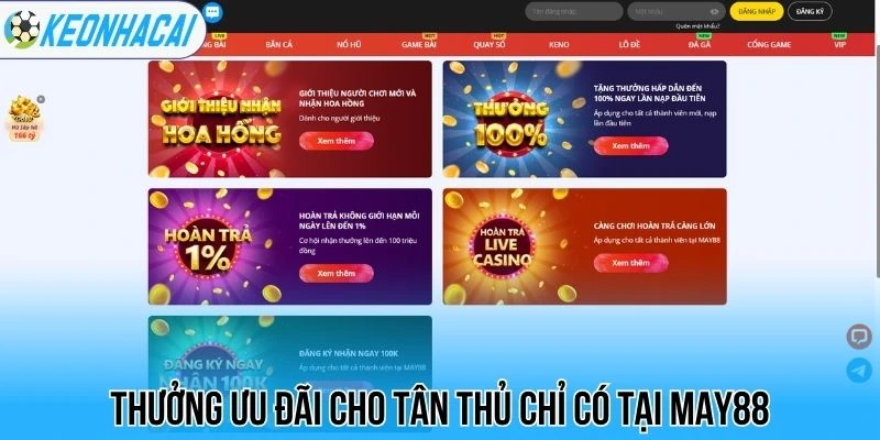 May88 - Nhà Cái Uy Tín Top 1, Kèo Thơm Update cực Sớm 3 Thưởng ưu đãi cho tân thủ chỉ có tại May88