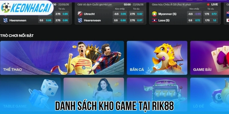 Rik88 - Nhà cái Cá Cược Thể Thao, Kèo Thơm Tất Cả Các Trận 1 Danh sách kho game tại Rik88