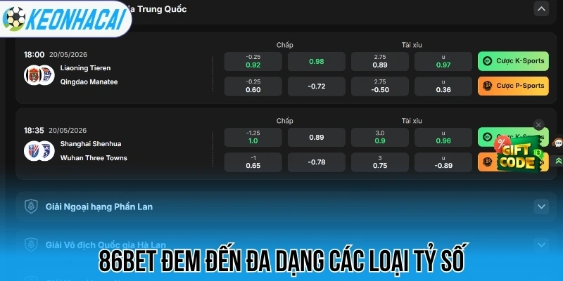86Bet - Nhà Cái Cá Cược Uy Tín Hàng Đầu Khu Vực Châu Âu 3 86Bet đem đến đa dạng các loại tỷ số