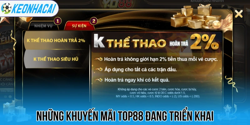 Top88 - Nhà Cái Cá Cược Thể Thao Hơn 10.000 Kèo Đấu Mỗi Ngày 2 Những khuyến mãi Top88 đang triển khai